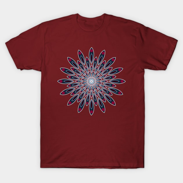 Red, White and Blue Peacock Mandala T-Shirt by Hip Scarves and Bangles